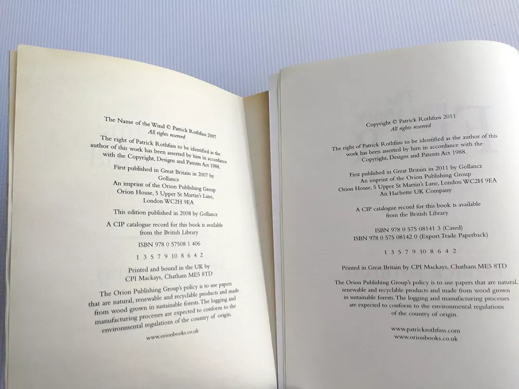 The Name of the Wind. The Wise Man's Fear - Patrick Rothfuss, knyga 6