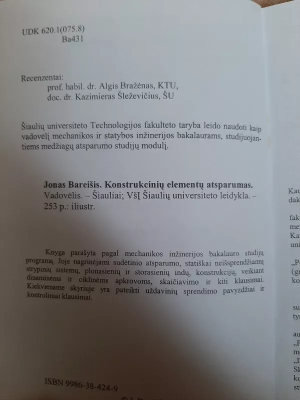 Konstrukcinių elementų atsparumas - Elisabet Hermodsson, knyga 3