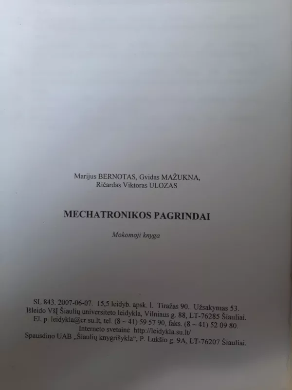 Mechatronikos pagrindai - Ričardas Viktoras Ulozas, knyga 5