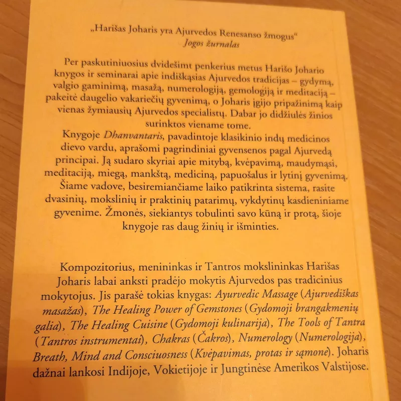 Gyvenimo budas, kurio moko ajurveda - Harich Johari, knyga 3