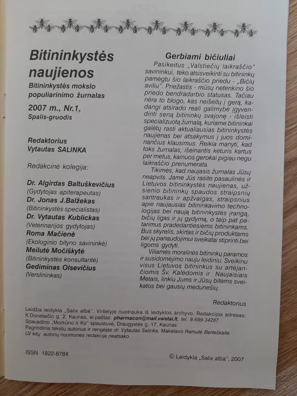 Bitininkystės naujienos 2007-1 - Vytautas Salinka, knyga 3