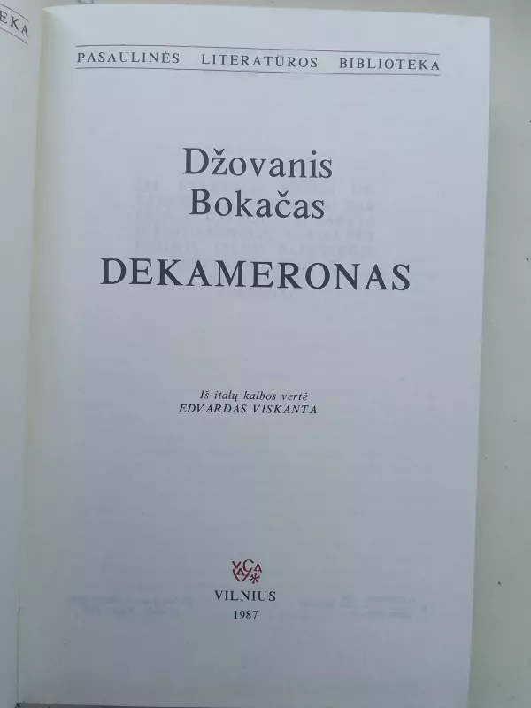 Dekameronas - Džovanis Bokačas, knyga