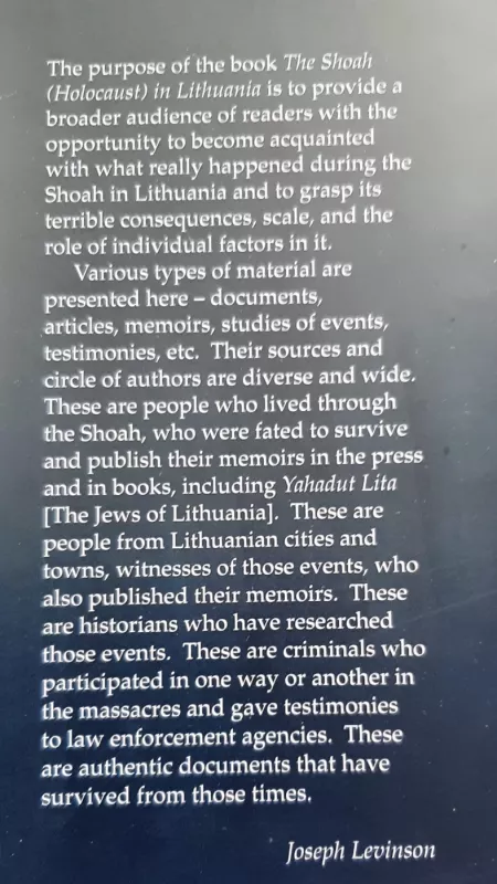 The Shoah (Holocaust) in Lithuania - Joseph Levinson, knyga 3