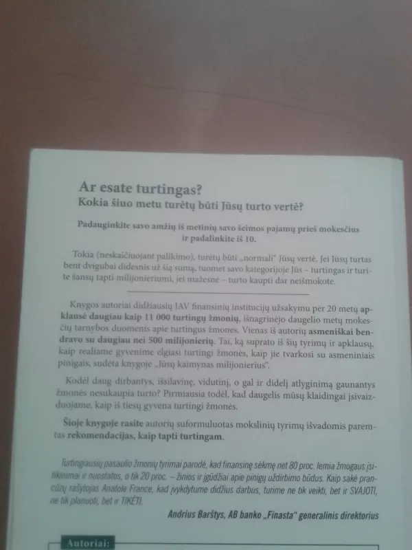 Jūsų kaimynas milijonierius - Thomas J. Stanley, knyga 4