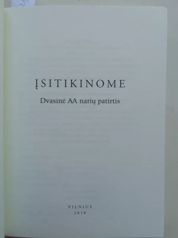 Įsitikinome. Dvasinė A.A. narių patirtis - Autorių Kolektyvas, knyga 3