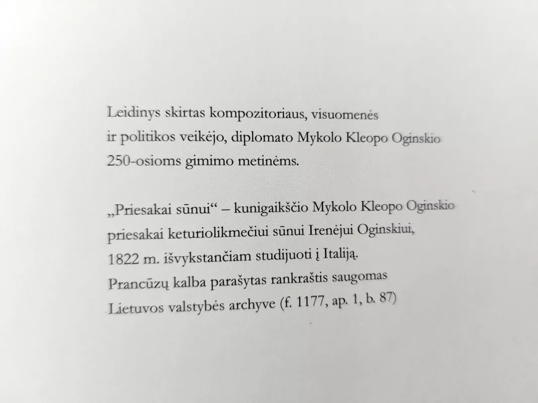 Priesakai sūnui / Preceptes a mon fils / Precepts to a son - Mykolas Kleopas Oginskis, knyga 5