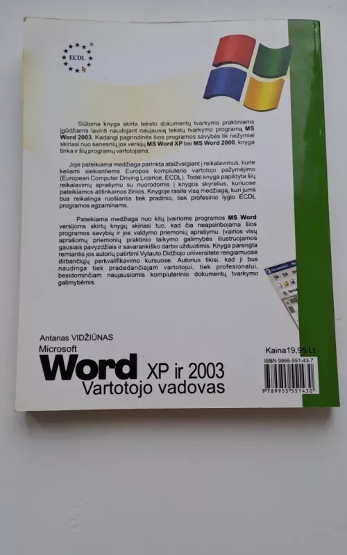 Microsoft Word XP ir 2003 vartotojo vadovas - Antanas Vidžiūnas, knyga