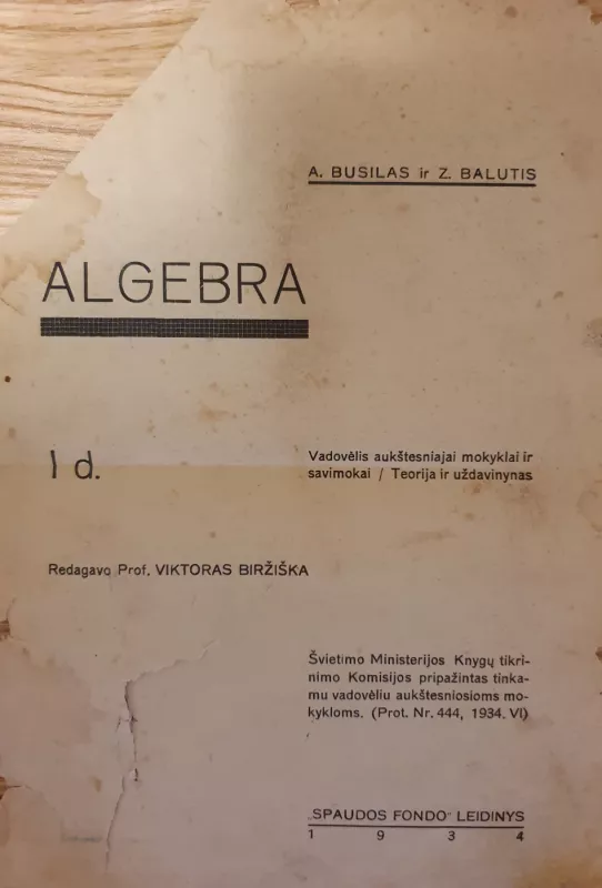 Algebra I d. - A. Busilas, knyga 4