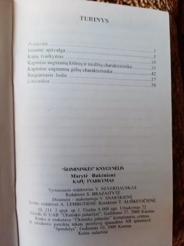 Kapų tvarkymas - M. Bukėnienė, knyga 3