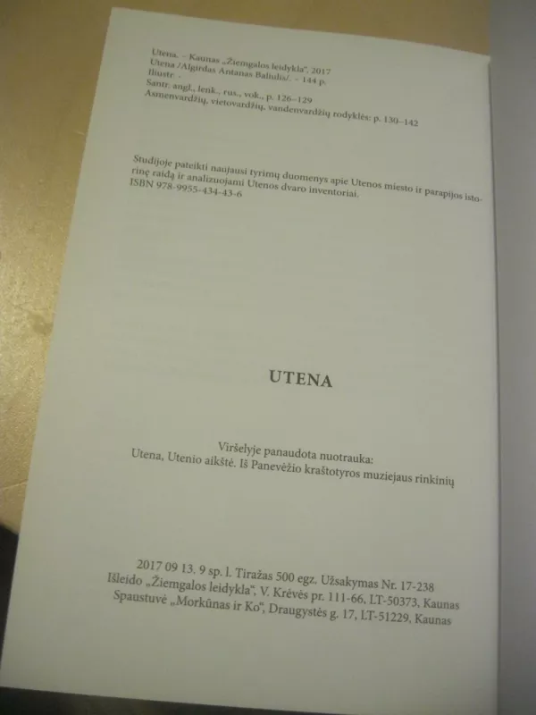 Utena - Algirdas Baliulis, knyga 3