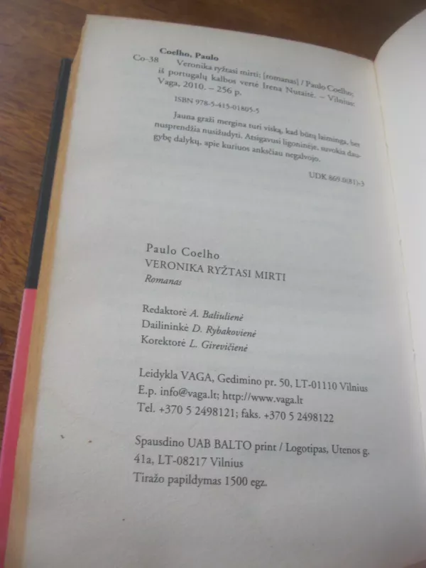 Veronika ryžtasi mirti - Paulo Coelho, knyga 4