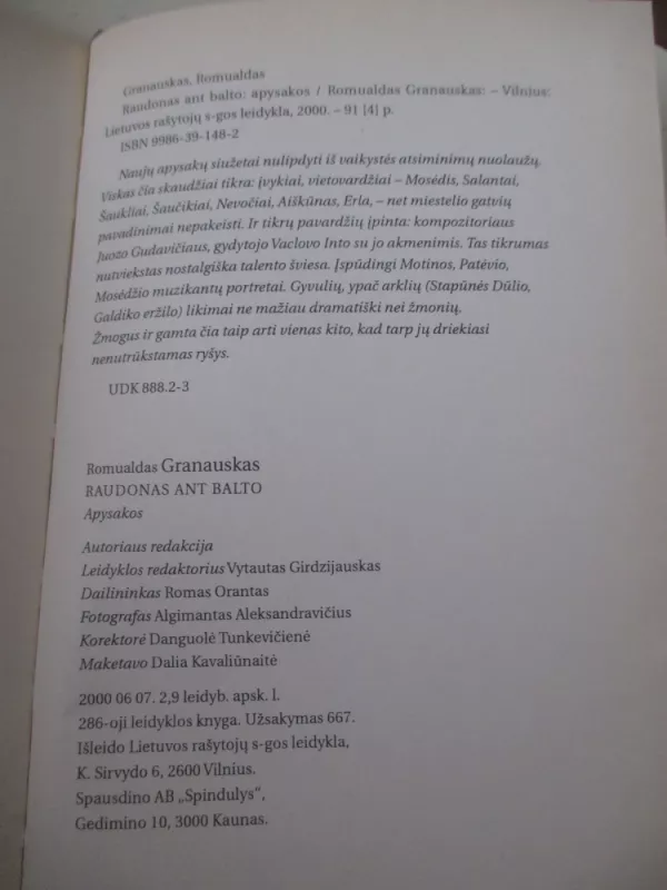 Raudonas ant balto - Romualdas Granauskas, knyga 5