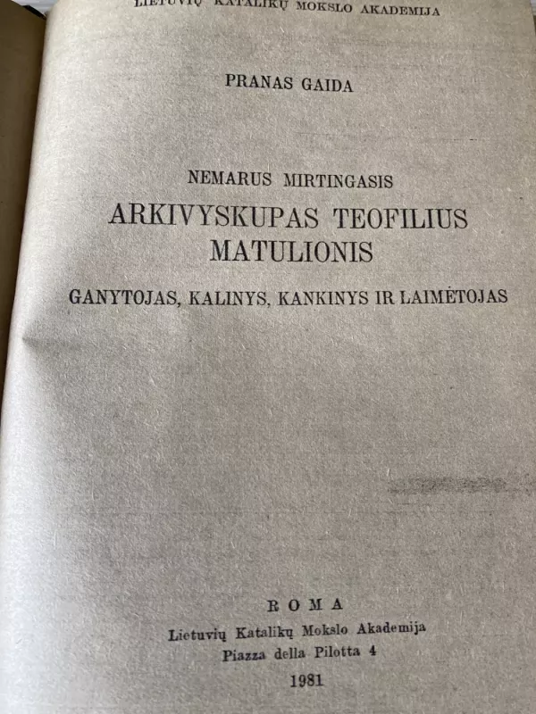 Nemarus mirtingasis: Arkivyskupas Teofilijus Matulionis - Pranas Gaida, knyga 6