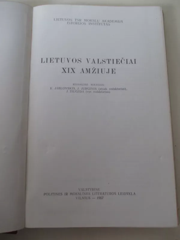 Lietuvos valstiečiai XIX amžiuje - K. Jablonskis, J.  Jurginis, knyga 3