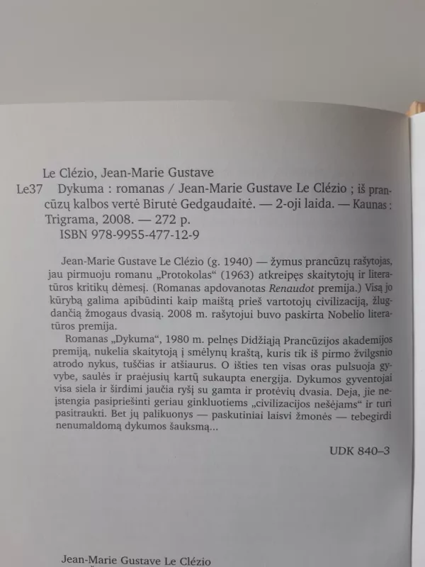 Dykuma - Jean-Marie Gustave Le Clezio, knyga 3