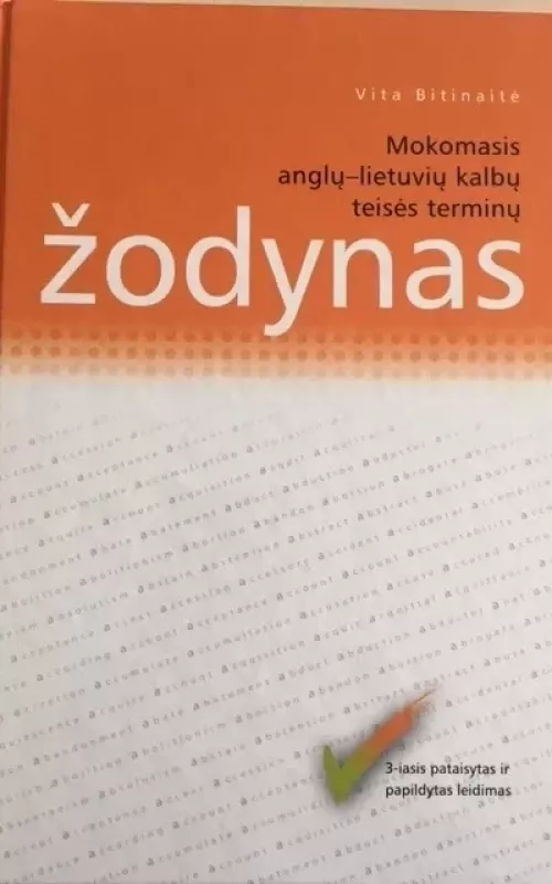 Mokomasis anglų-lietuvių kalbų teisės terminų žodynas - Vita Bitinaitė, knyga