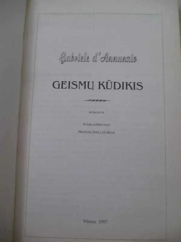 Geismų kūdikis - Gabriele D'Annunzio, knyga 3