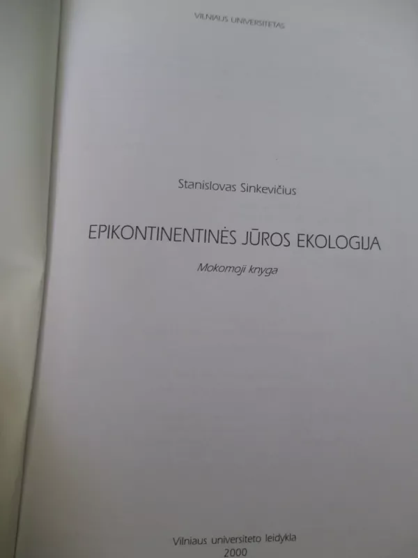 Epikontinentinės jūros ekologija - Stanislovas Sinkevičius, knyga 3