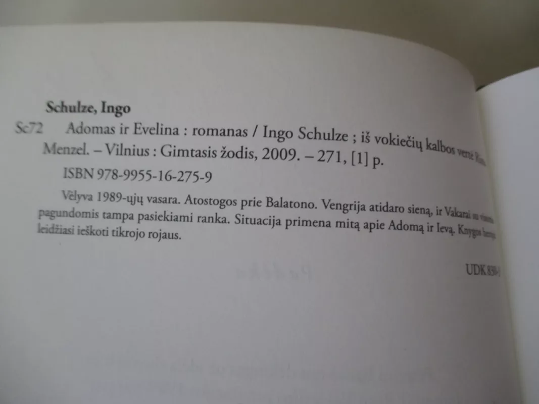 Adomas ir Evelina - Ingo Schulze, knyga 6