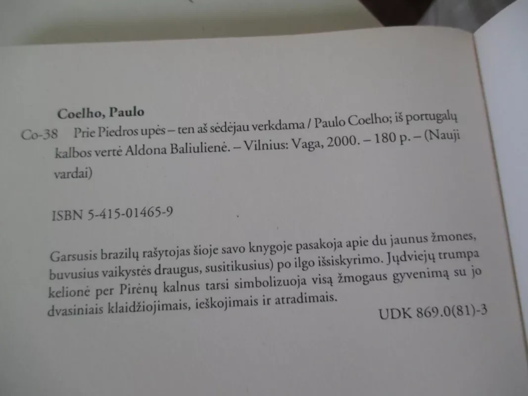 prie Pedros upės - ten aš sėdėjau verkdama - Paulo Coelho, knyga 6