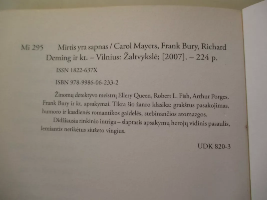 Mirtis yra sapnas - Carol Mayers, Frank  Bury, Richard  Deming, ir kt. , knyga 5