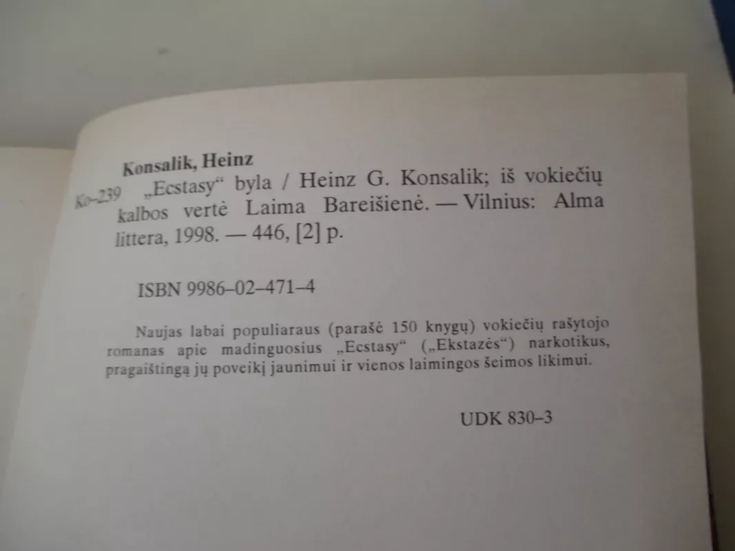 "Ecstasy" byla - Heinz G. Konsalik, knyga 4