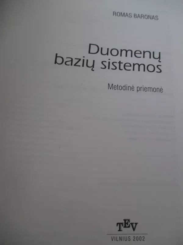 Duomenų bazių sistemos - Romas Baronas, knyga 3