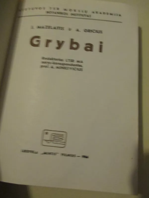 Grybai - J. Mazelaitis, A.  Gricius, knyga 3