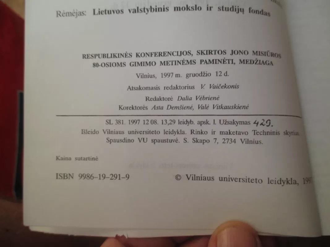Respublikinės konferencijos, skirtos Jono Misiūros 80-osioms gimimo metinėms paminėti, medžiaga - Vladas Vaičekonis, knyga 4