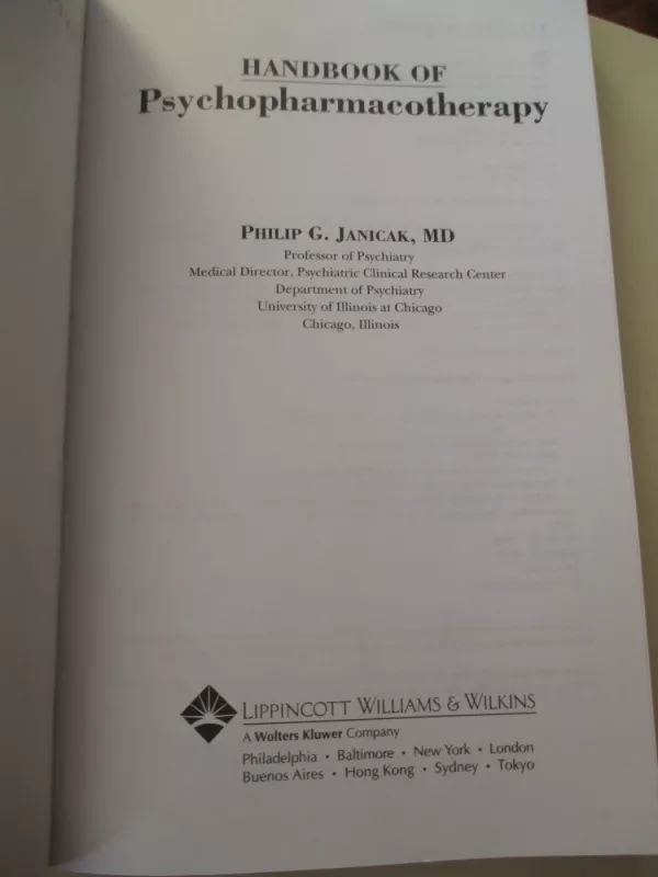 Hanbook of Psychopharmacotherapy - Philip G. Janicak, knyga 3