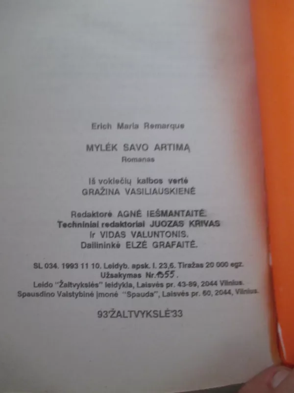 Mylėk savo artimą - Erich Maria Remarque, knyga 4