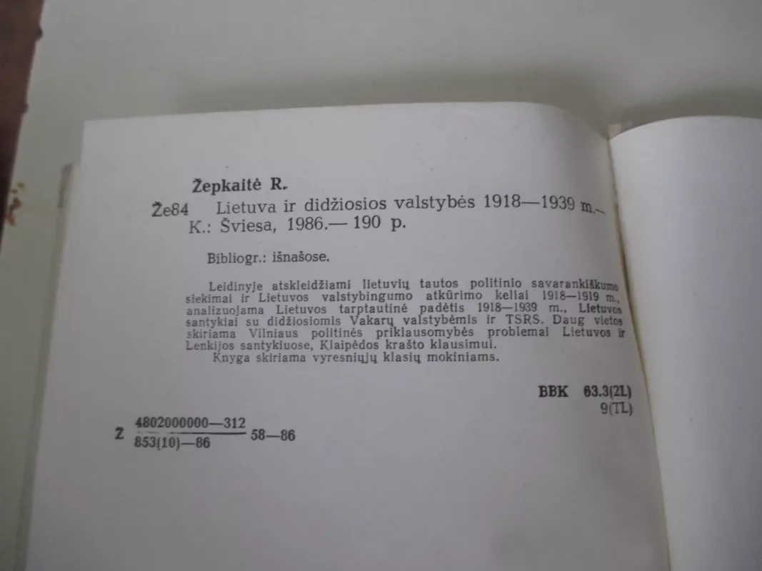Lietuva ir didžiosios valstybės 1918-1939 m. - Regina Žepkaitė, knyga 4