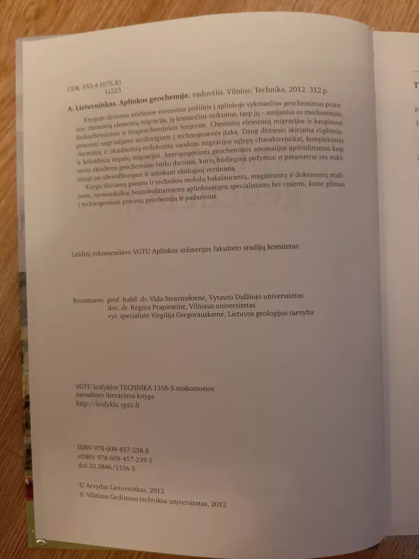 Aplinkos geochemija - Arvydas Lietuvninkas, knyga 4