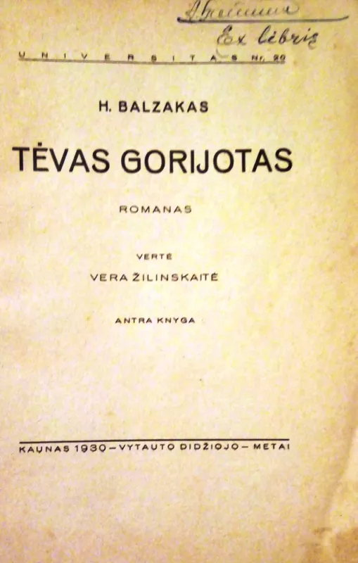 Tėvas Gorijotas - H. Balzakas, knyga 5