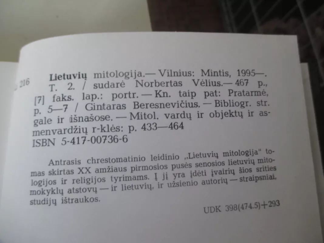 Lietuvių mitologija (2 tomai) - Norbertas Vėlius, knyga 5