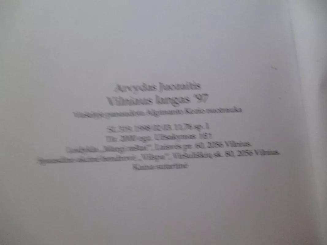 VILNIAUS LANGAS '97 - Arvydas Juozaitis, knyga 4