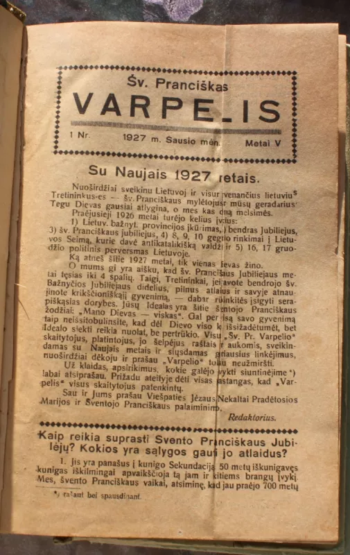 Šv. Pranciškaus varperlis, 1927, 1-12 numeris - Autorių Kolektyvas, knyga 4