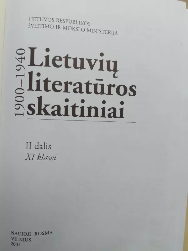 Lietuvių literatūros skaitiniai (1900-1940) XI klasei, II dalis - Vanda Zaborskaitė, knyga 3