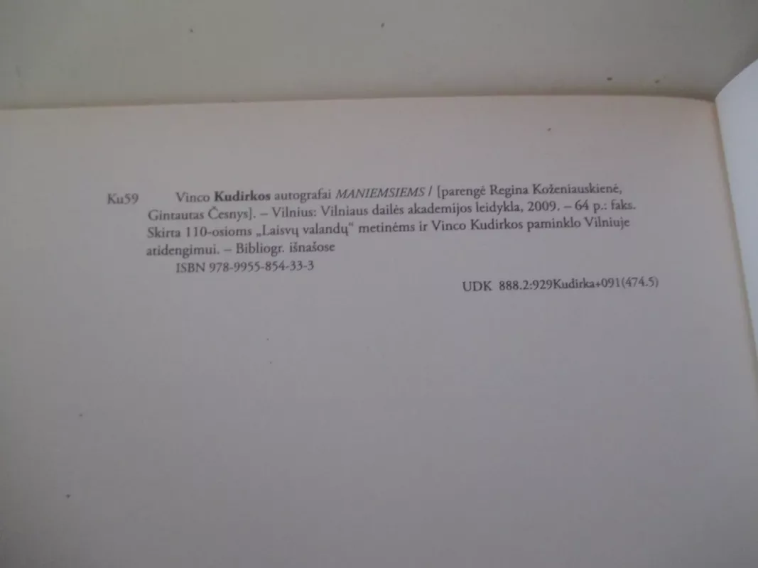 Vinco Kudirkos autografai. Maniemsiems - Autorių Kolektyvas, knyga 4