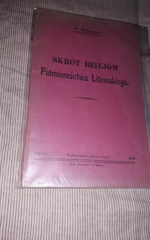 Skrot dziejow pismiennictwa  Litewskiego - M. Birzyszka, knyga