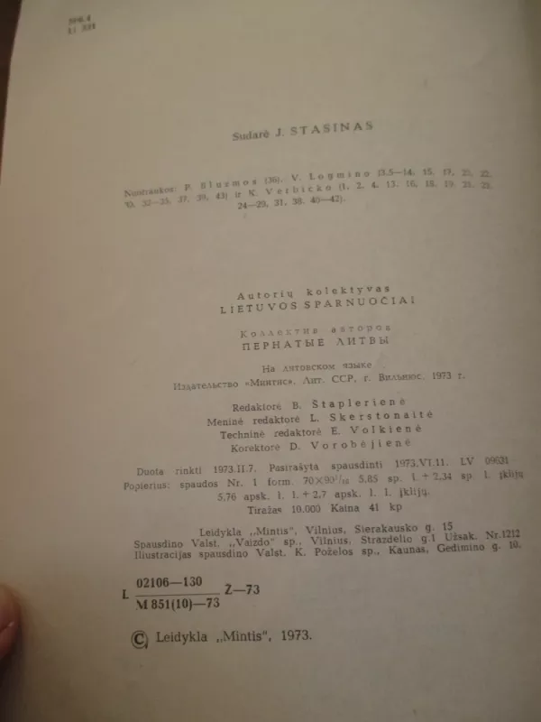 Lietuvos sparnuočiai - J. Stasinas, knyga 4