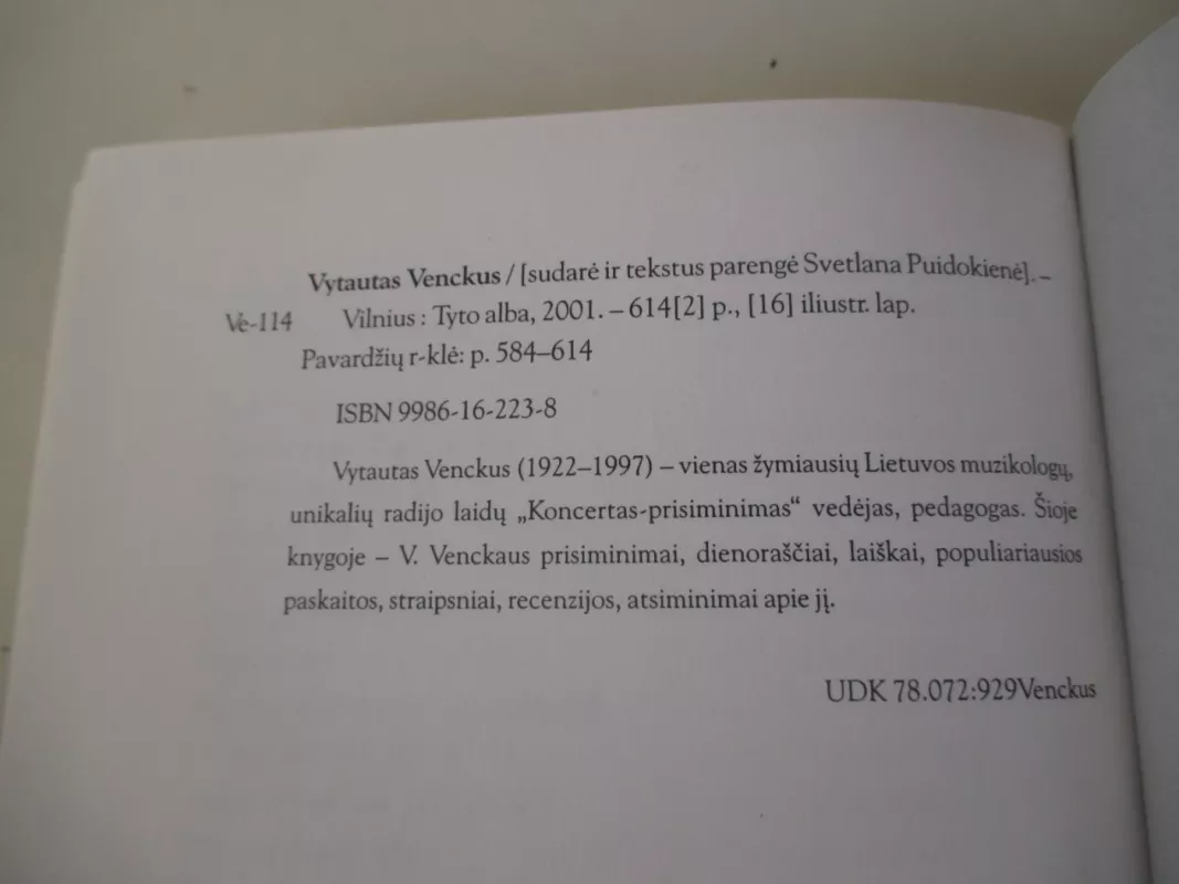 Vytautas Venckus - Svetlana Puidokienė, knyga 6