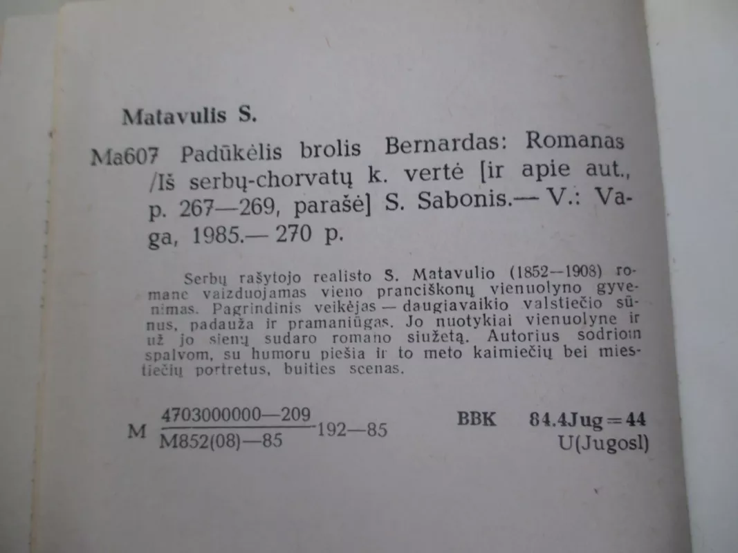 Padūkėlis brolis Bernardas - S. Matavulis, knyga 4