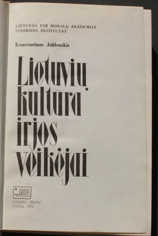 Lietuvių kultūra ir jos veikėjai - Konstantinas Jablonskis, knyga 3