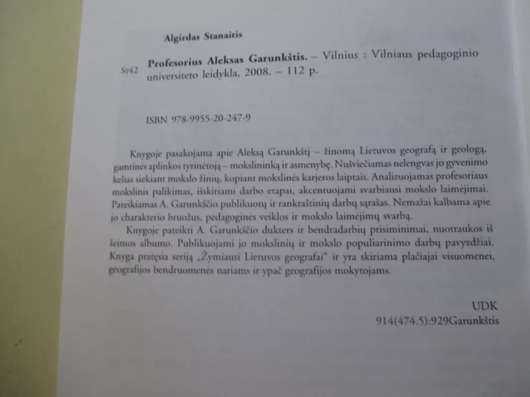 Profesorius Aleksas Garunkštis - Algirdas Stanaitis, knyga 6