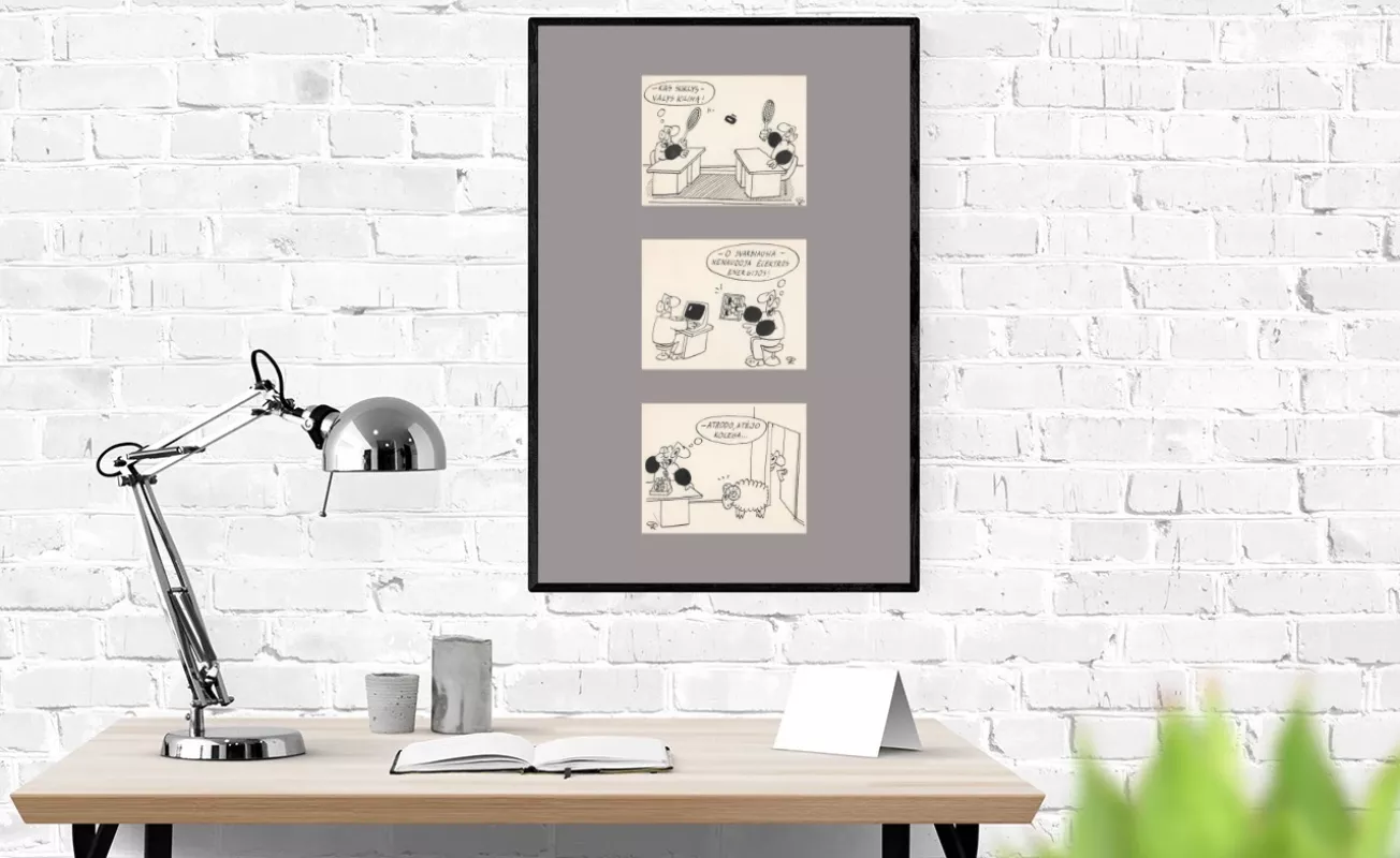 Originali 90-ųjų „Padovanok Šefui“ knygos karikatūra - Rimtautas Grabauskas, knyga 5