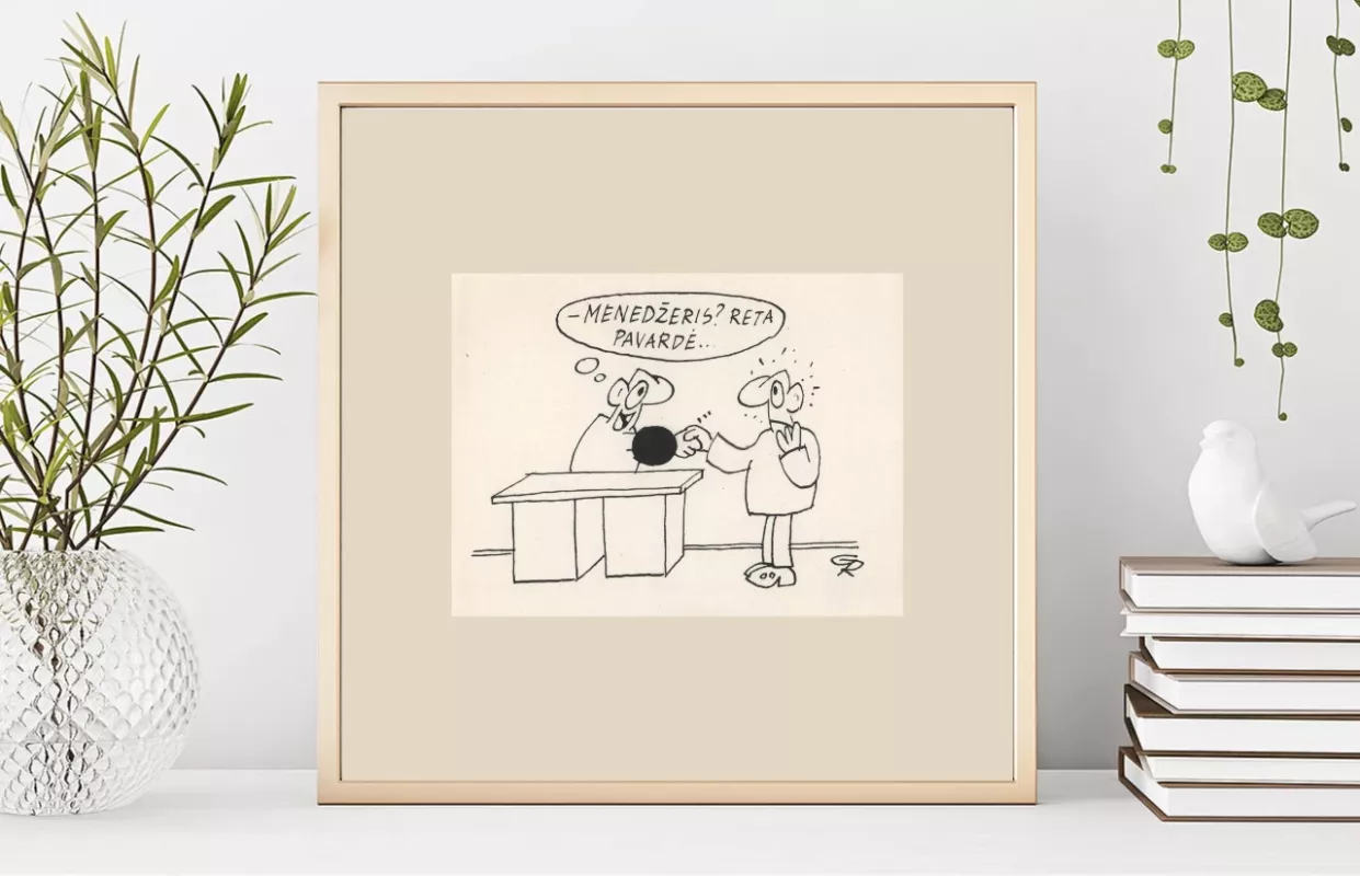 Originali 90-ųjų „Padovanok Šefui“ knygos karikatūra - Rimtautas Grabauskas, knyga 4