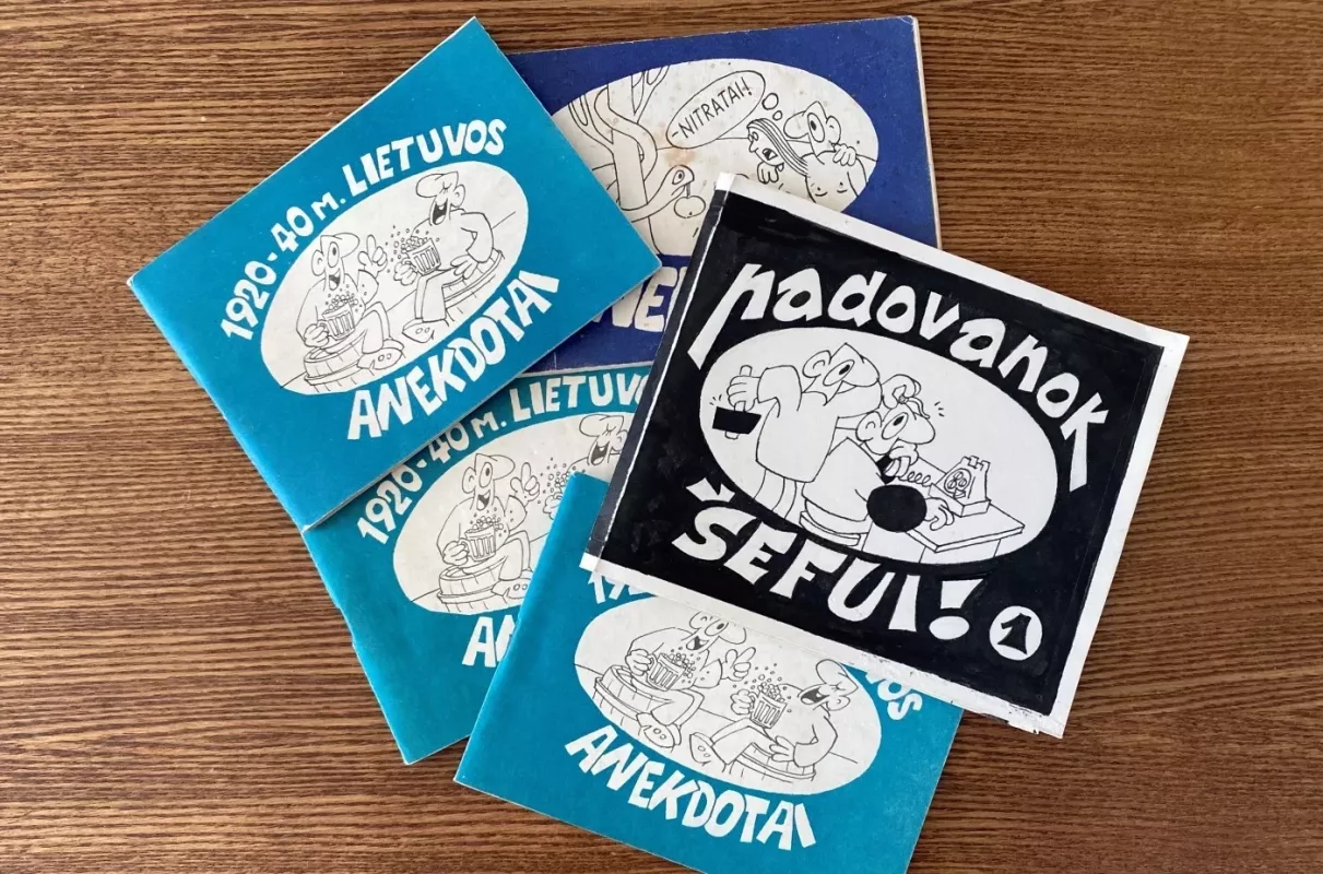 Originali 90-ųjų „Padovanok Šefui“ knygos karikatūra - Rimtautas Grabauskas, knyga 6