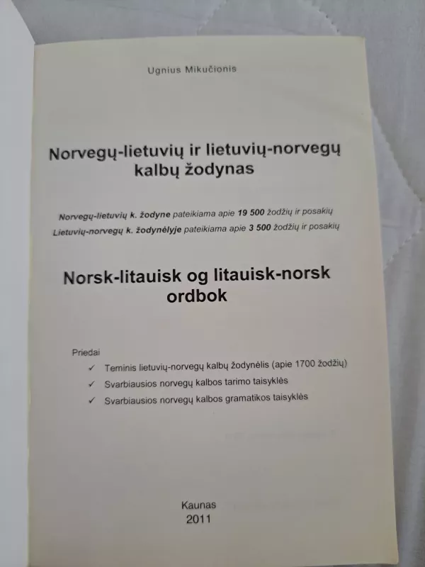 Norvegų-lietuvių ir lietuvių-norvegų kalbų žodynas - Ugnius Mikučionis, knyga 3