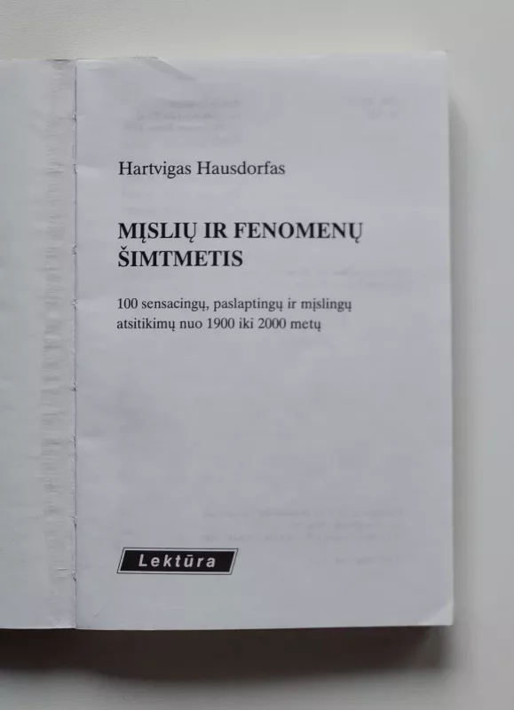 Mįslių ir fenomenų šimtmetis - Hartwigas Hausdorfas, knyga 5